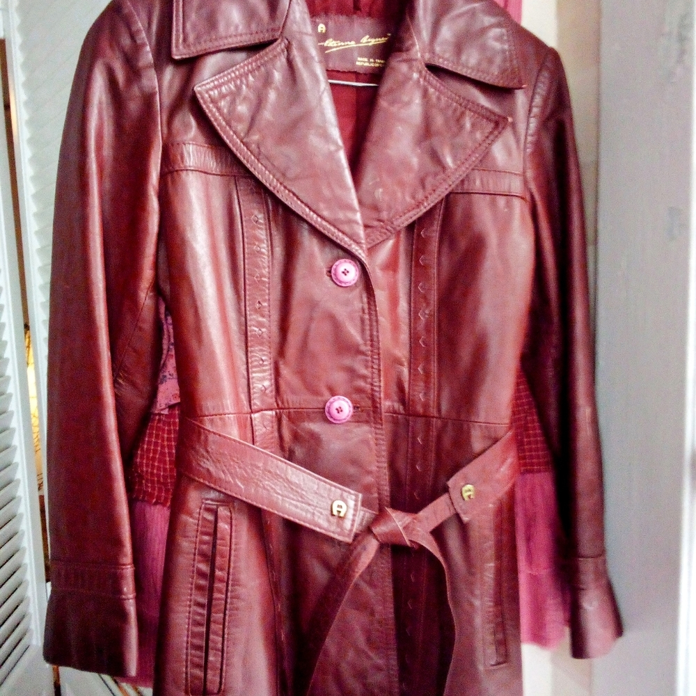 VINTAGE AGNER BELTED JACKET OXBLOOD SZ 10